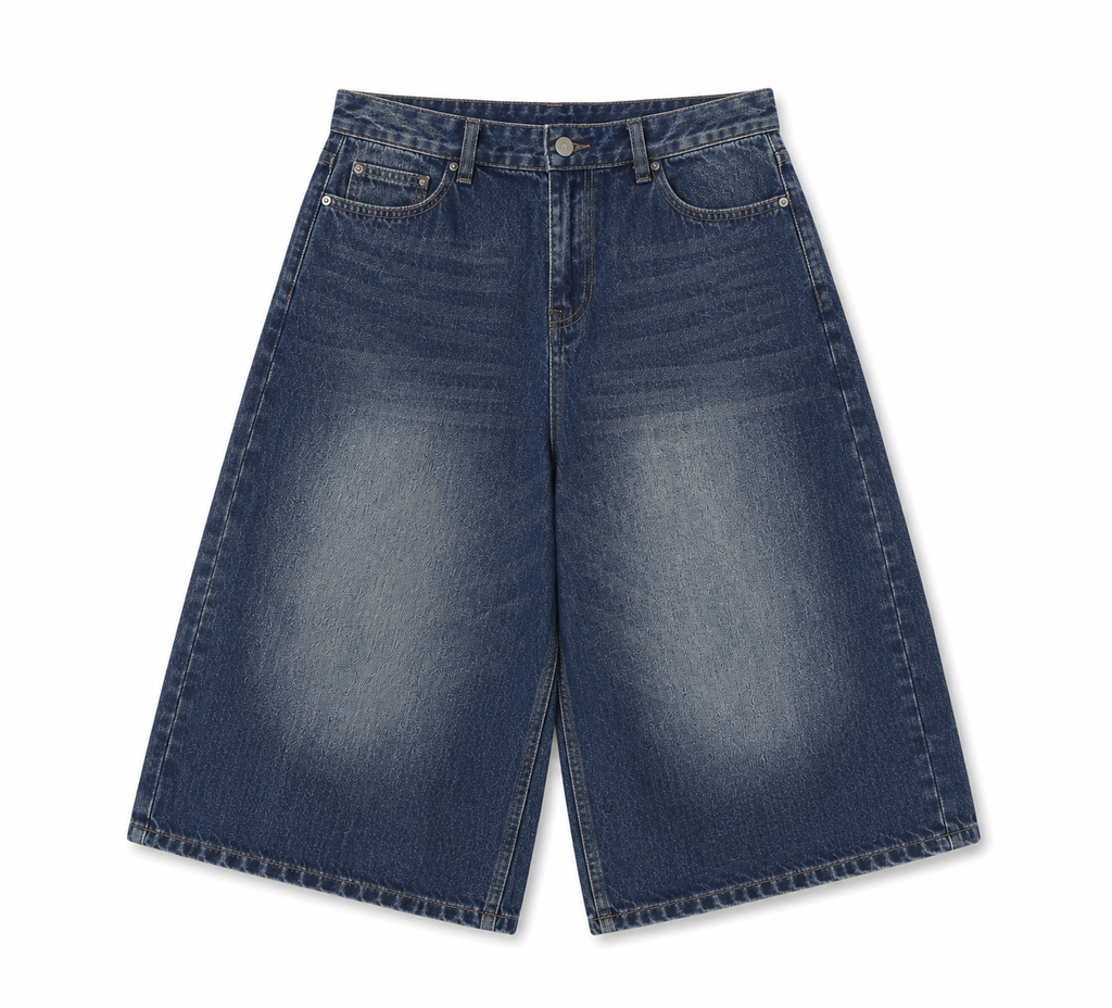 Short en jean baggy délavé