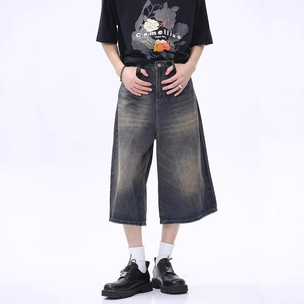 Short en jean baggy délavé