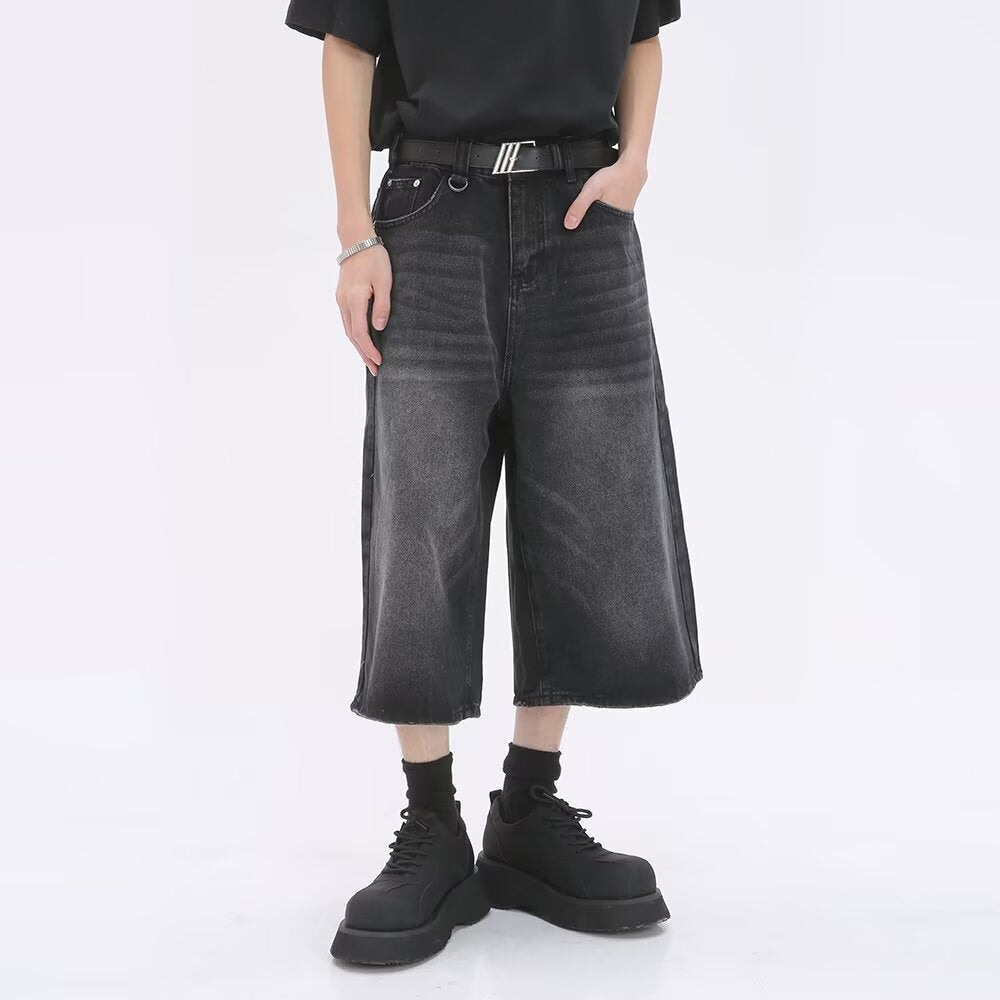 Short en jean baggy délavé