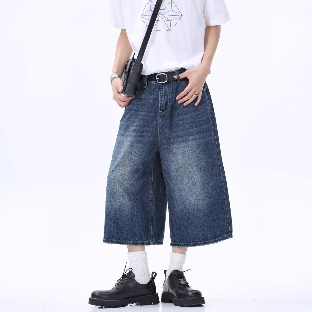 Short en jean baggy délavé