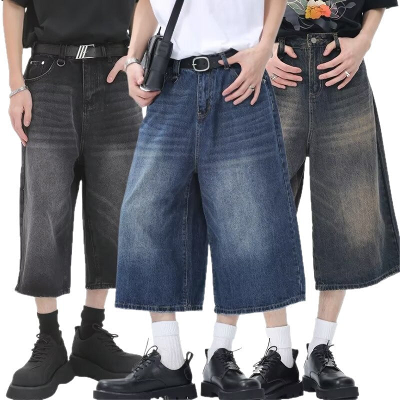 Short en jean baggy délavé