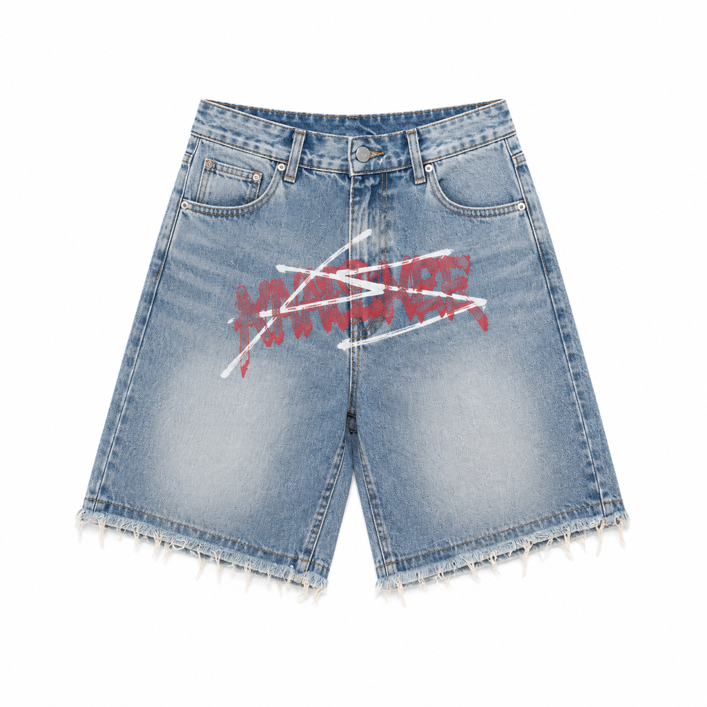 MBW Short Jean Rétro-coupe large Streetwear