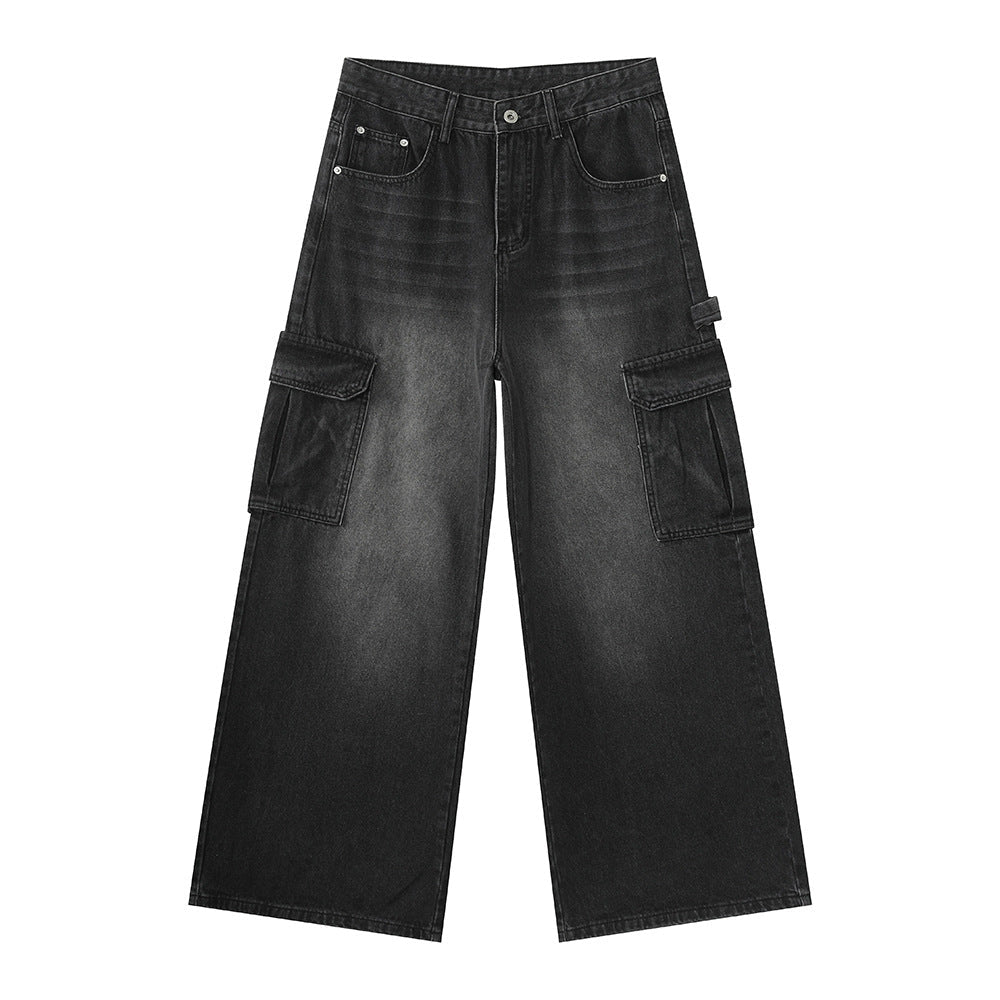 Jean Baggy Délavé à jambes Large