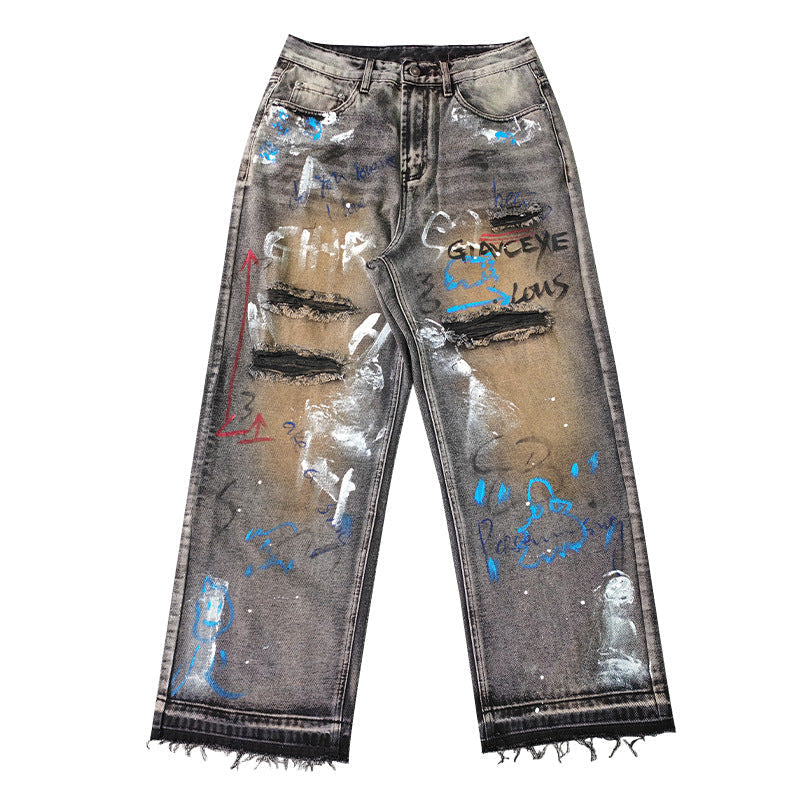 MBW – Jean cargo baggy vintage imprimé