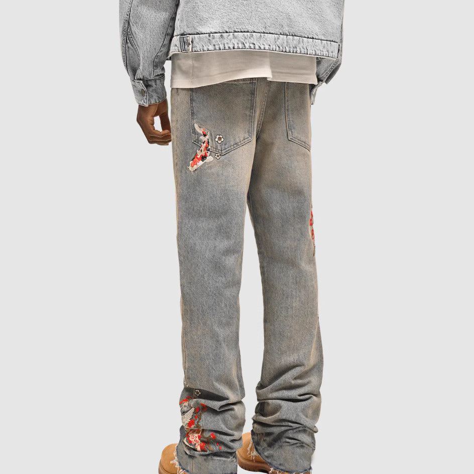 MBW – Jean vintage brodé fleurs