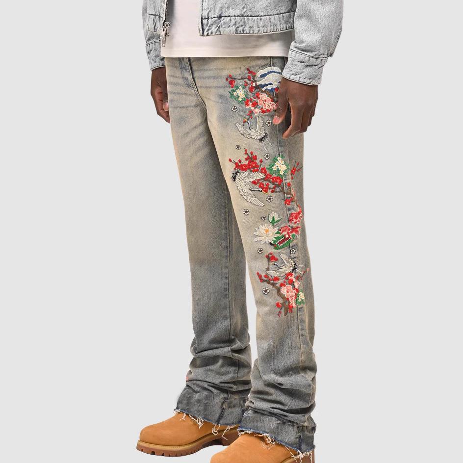 MBW – Jean vintage brodé fleurs