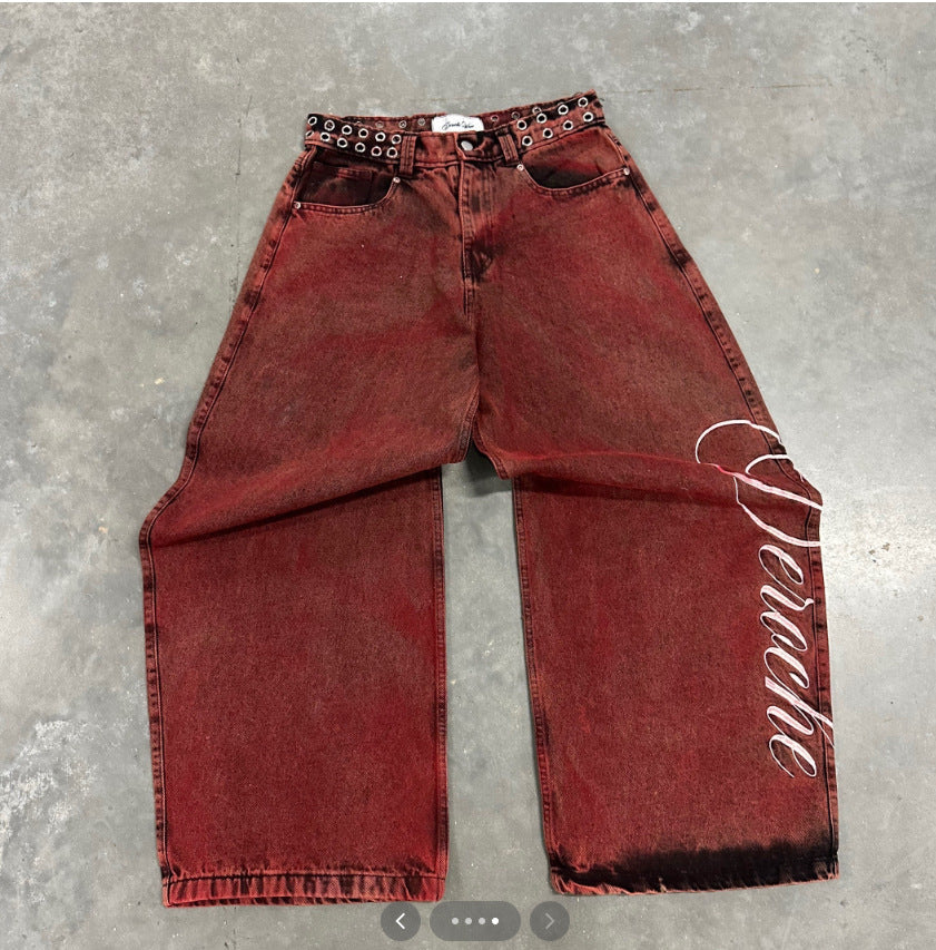MBW – Jean baggy vintage brodé Y2K